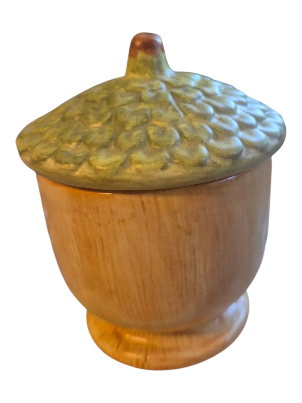 Acorn Ceramic & Wood Trinket Jar Whimsy Hallmark Vintage